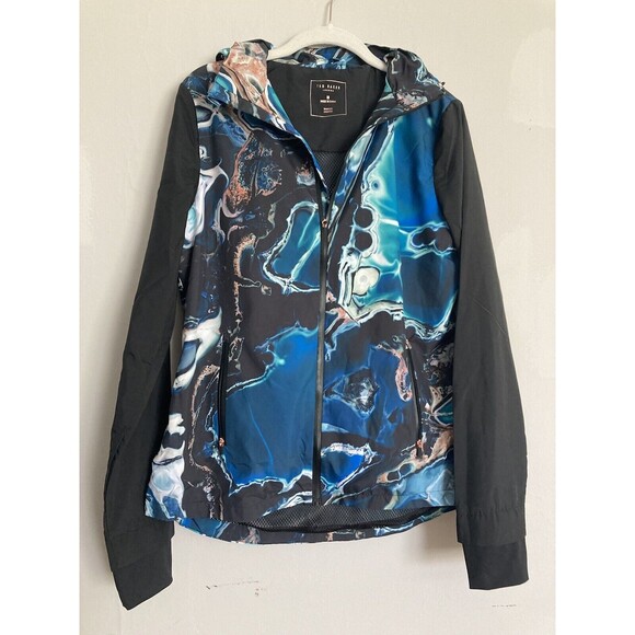 Ted Baker Active Full Zip Jacket Windbreaker Graphic Print Blue MEDIUM Women’s - Picture 1 of 12